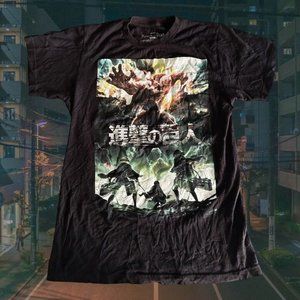 Attack On Titan Season 2 Anime Shirt Teens Small Black Graphic Tee